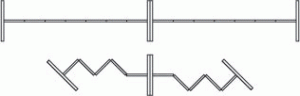 End frames of a room divider side by side in a diagram A drawing on how to connect the end frame of room dividers