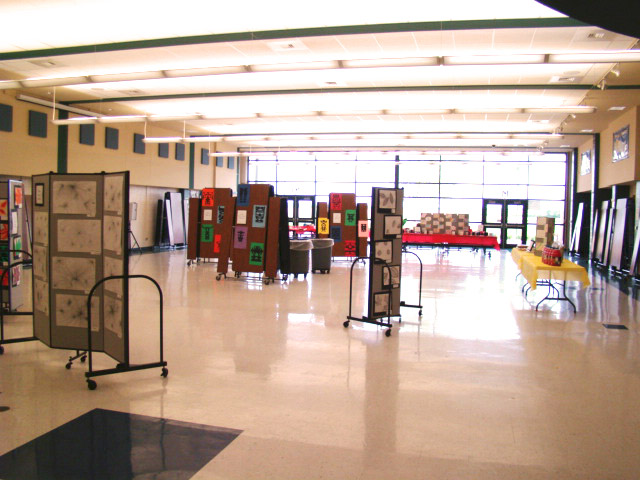 Room Dividers create Middle School Art Display Areas