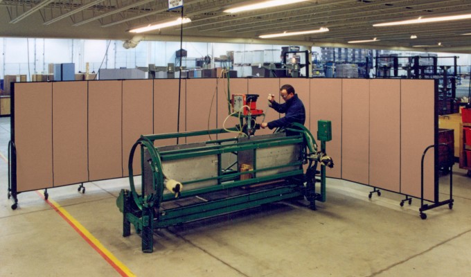 Maintenance Workers more easily focus on the job at hand when portable dividers create their own workspace
