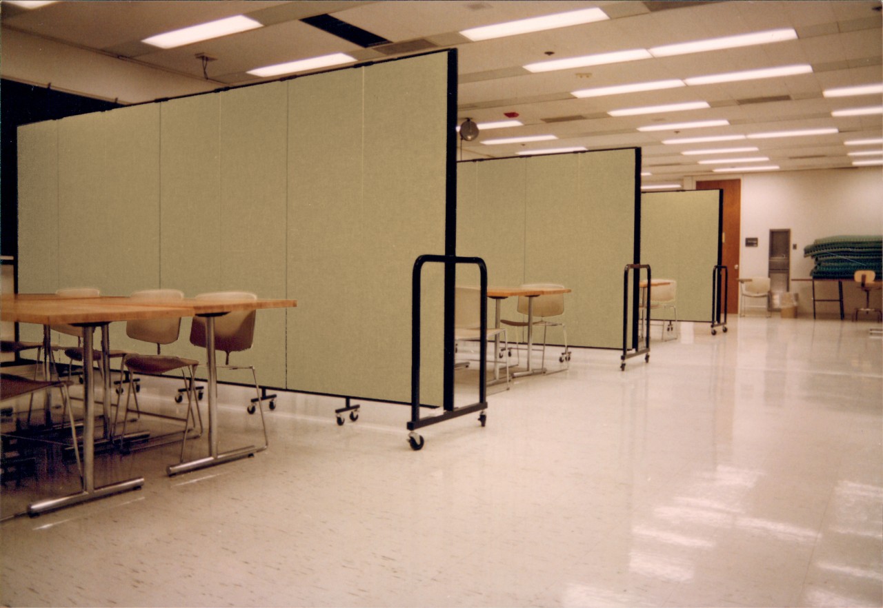 Three portable dividers create four teaching areas