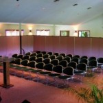 Church Service Room Dividers behind four rows of chairs