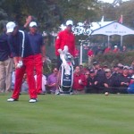 Tiger woods prepares to tee off at a PGA golf tournament