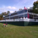 The clubhouse at the PGA golf tournament
