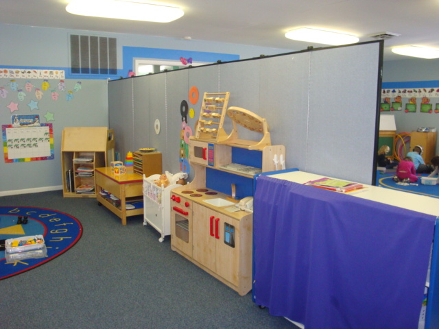 Daycare room separated with room dividers