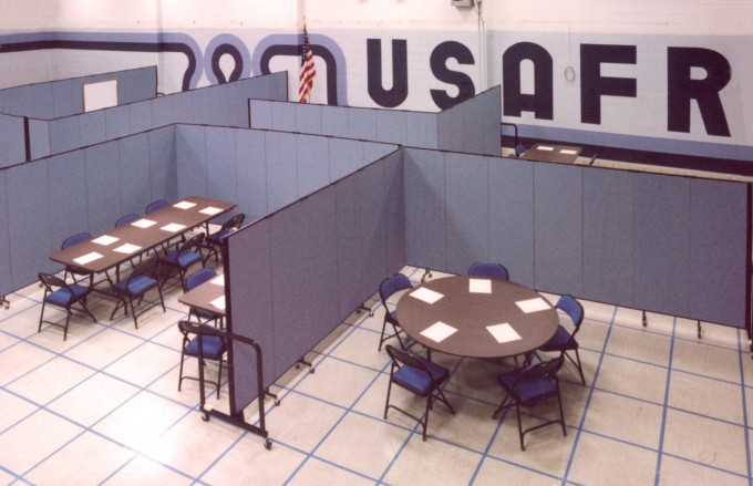 Air Force Reserve Facility creates several rooms with Screenflex Room Dividers