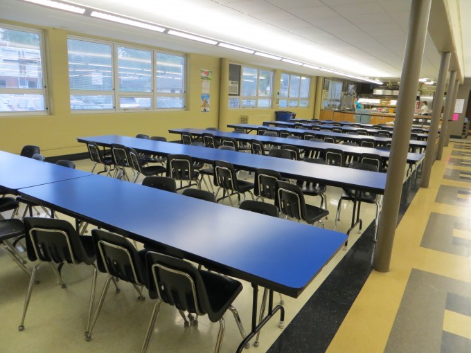 Open cafeteria before classroom room dividers 