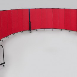 Movable room dividers in a gym creating extra classrooms Curved Wall Portable Room Dividers