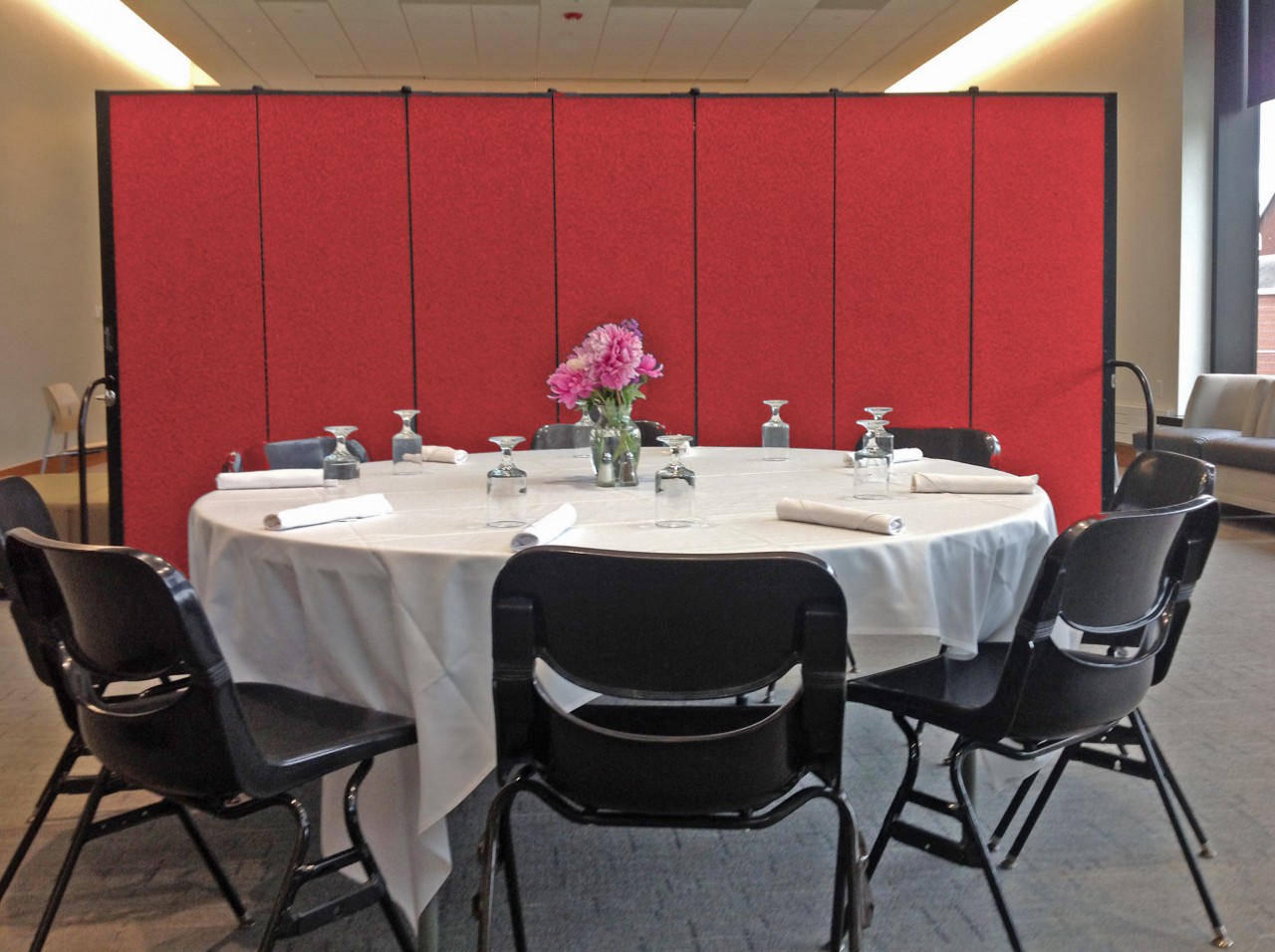 University commons area divided with a room divider