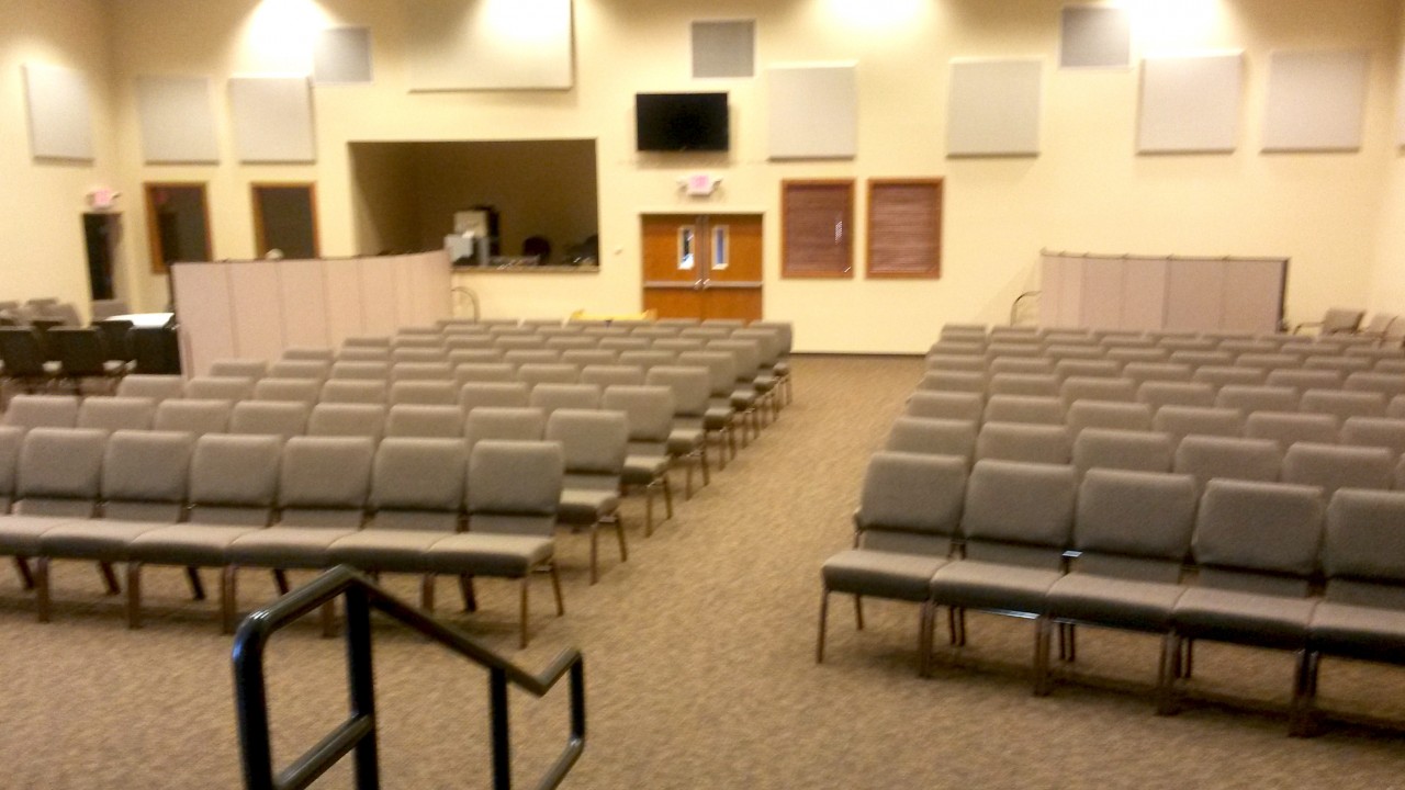 Room dividers convert a portion of the Grace Valley CRC sanctuary into smaller classrooms