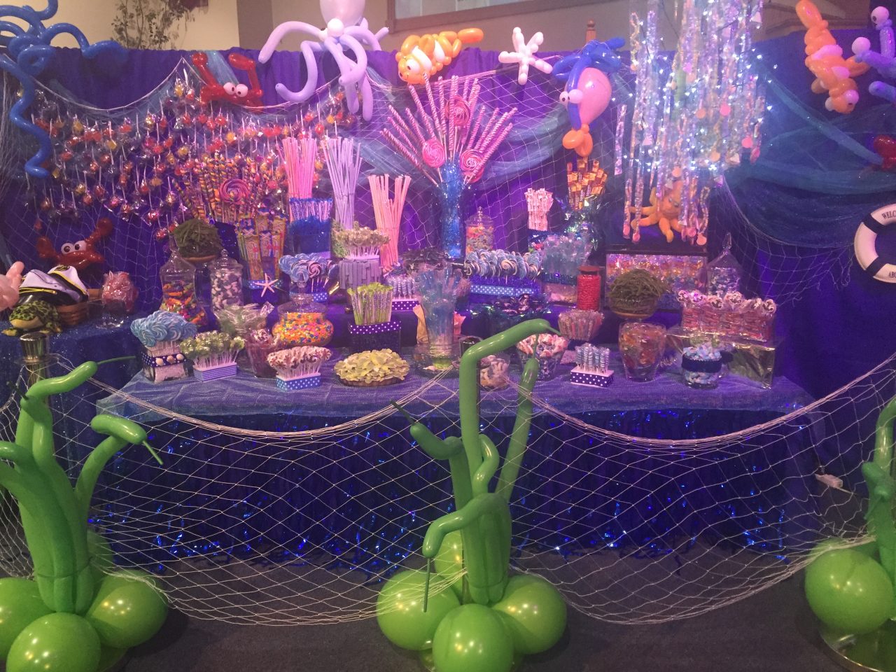 Under the sea candy table at a party