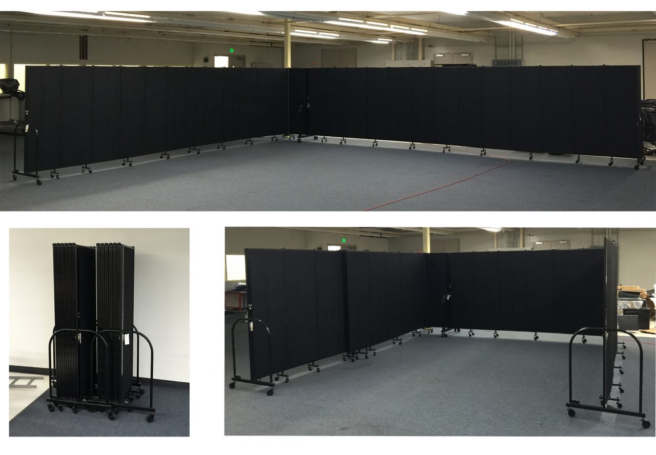 Rolling partition walls and privacy screens