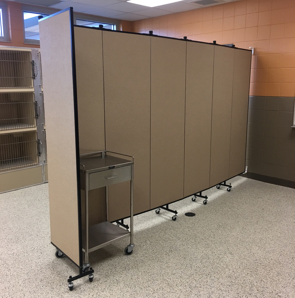 Animal shelter vet prep room privacy screen