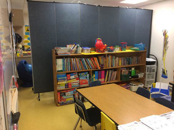 A light duty divider separated a small classroom into two rooms