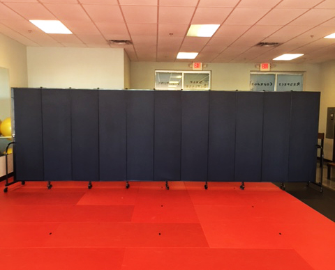 Divider provides privacy in a karate studio