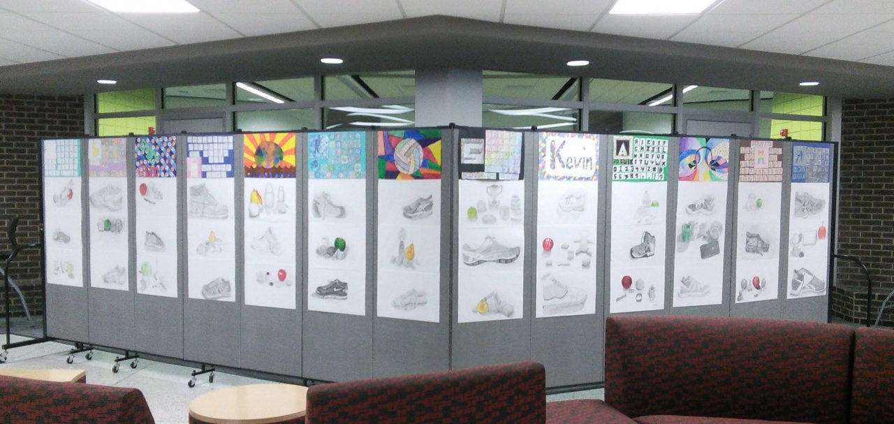 Middle school art display walls