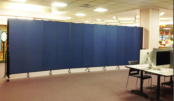 Library temporary walls create a collaborative learning space