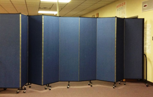 Library temporary walls create a collaborative learning space